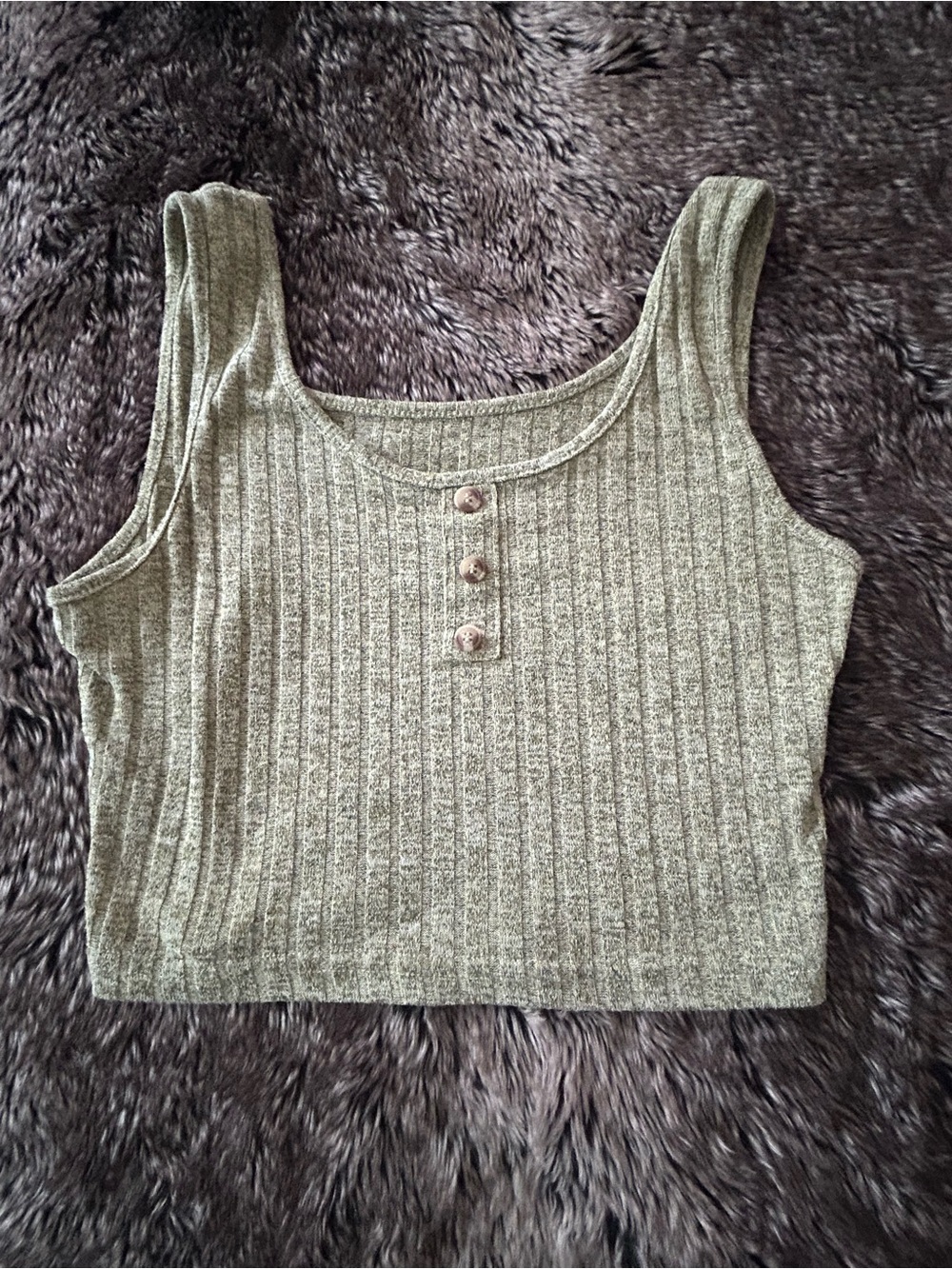 Ribbed Tank Crop Top in Sage Green